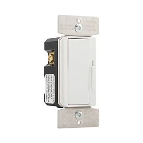 Main product image of Decorator Dimmer, Preset Feature, #14 -12 Awg 120V, Slide Actuator, Wire Lead Connect, White, DLC03P-W