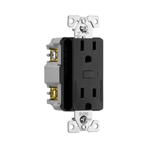 Main product image of Plt Wi-Fi Smart Duplex Receptacle, Neutral Required, 120V, Split Control 15A, 1/2 Hp, 120V Black, EWFTRCR15-BK-BX-L