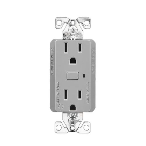 Main product image of Plt Wi-Fi Smart Duplex Receptacle, Neutral Required, 120V, 15A, 1/2 Hp, 120V, Push Button, Gray, EWFTRCR15-GY-BX-L