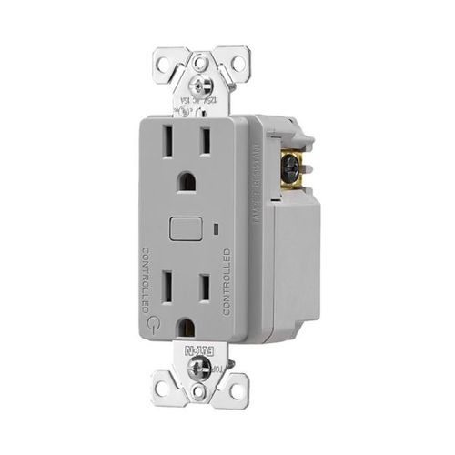 Main product image of Plt Wi-Fi Smart Duplex Receptacle, Neutral Required, 120V, 15A, 1/2 Hp, 120V, Push Button, Gray, EWFTRCR15-GY-BX-L