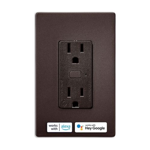 Main product image of Plt Wi-Fi Smart Duplex Receptacle, 120V, Split Control 15A, 1/2 Hp, 120V Oil Rubbed Bronze, EWFTRCR15-RB-BX-L