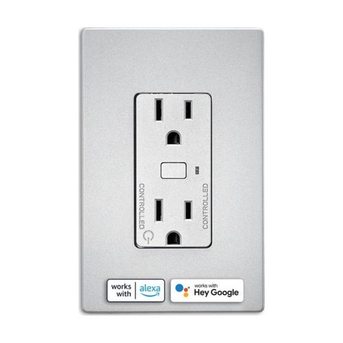 Main product image of Plt Wi-Fi Smart Duplex Receptacle, 120V, Split Control 15A, 1/2 Hp, 120V Silver Granite, EWFTRCR15-SG-BX-L