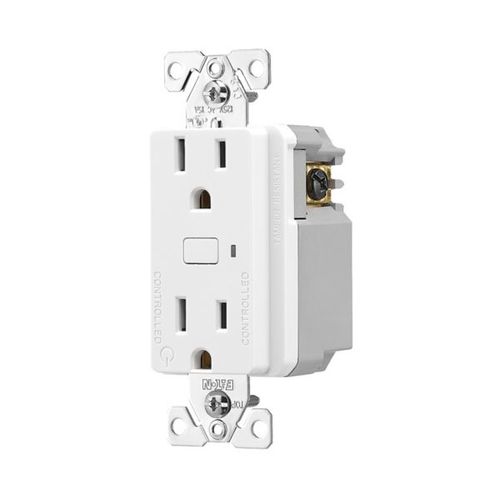 Main product image of Plt Wi-Fi Smart Duplex Receptacle, Neutral Required, 120V, Split Control 15A, 1/2 Hp, 120V, EWFTRCR15-W-BX-L