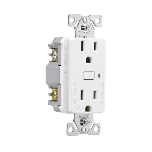 Main product image of Plt Wi-Fi Smart Duplex Receptacle, Neutral Required, 120V, Split Control 15A, 1/2 Hp, 120V, EWFTRCR15-W-BX-L