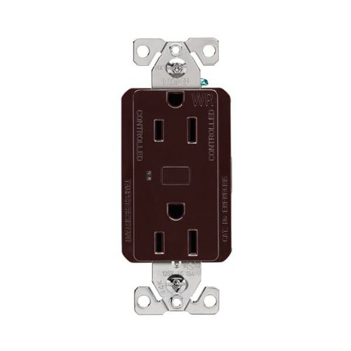 Main product image of Plt Wi-Fi Smart Duplex Receptacle, Weather Resistant, Split Control 15A, 1/2 Hp, 120V Brown, EWFWRCR15-B-BX-L