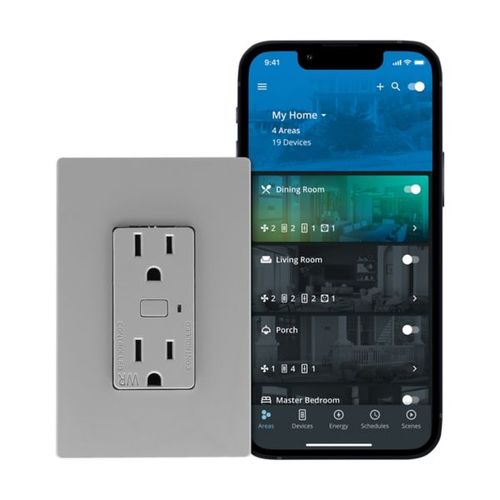 Main product image of Plt Wi-Fi Smart Duplex Receptacle, Weather Resistant, 120V, Split Control 15A, 1/2 Hp, 120V Gray, EWFWRCR15-GY-BX-L