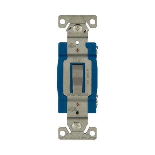 Main product image of Ezlink Modular Toggle Switch, 15 A, 120-277 Vac, 60 Hz, Single-Pole, Three-Wire, Gray, EZ1201GY