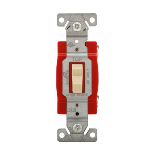 Main product image of Ezlink Modular Toggle Switch, 20 A, 120-277 Vac, 60 Hz, Single-Pole, Three-Wire, Ivory, EZ1221V