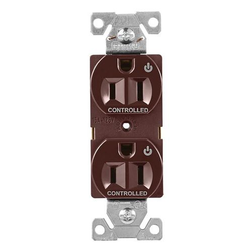 Main product image of Ezlink Modular Duplex Receptacle, 15 A, 125 Vac, 60 Hz, Dual Controlled, 3-Wire, Brown, EZ5262CDB