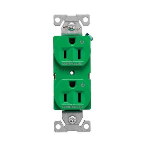 Main product image of Ezlink Modular Duplex Receptacle, 15 A, 125 Vac, 60 Hz, Dual Controlled, 3-Wire, Green, EZ5262CDGN