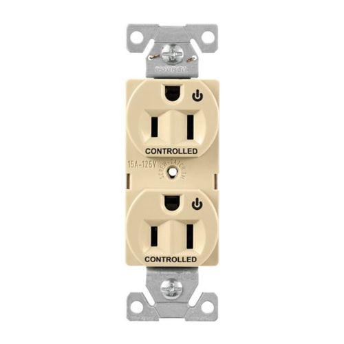 Main product image of Ezlink Modular Duplex Receptacle, 15 A, 125 Vac, 60 Hz, Dual Controlled, 3-Wire, Ivory, EZ5262CDV