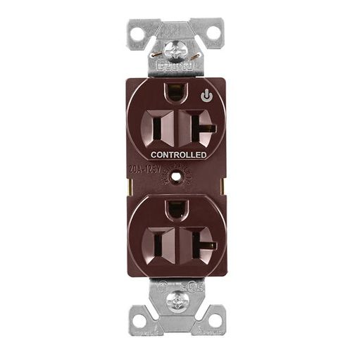 Main product image of Ezlink Modular Duplex Receptacle, 20 A, 125 Vac, 60 Hz, Half Controlled, 3-Wire, Brown, EZ5362CHB