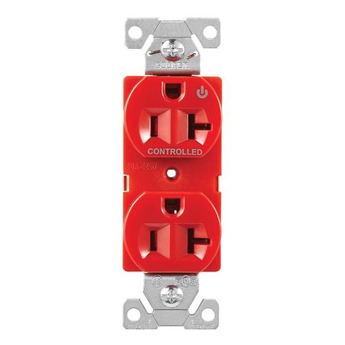 Main product image of Ezlink Modular Duplex Receptacle, 20 A, 125 Vac, 60 Hz, Half Controlled, Nema 5-20R, 3-Wire, Red, EZ5362CHRD