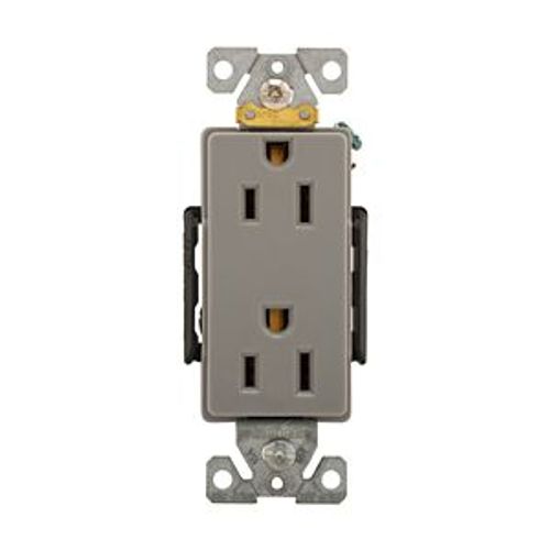 Main product image of Ezlink Modular Decorator Receptacle, 15 A, 125 Vac, 60 Hz, Nema 5-15R, Three-Wire, Gray, EZ6262GY