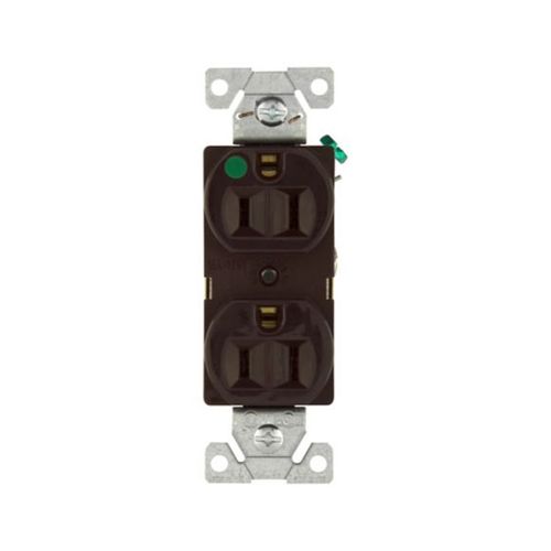 Main product image of Ezlink Modular Duplex Hg Receptacle, 15 A, 125 Vac, 60 Hz, Brown, Three-Wire, EZ8200B