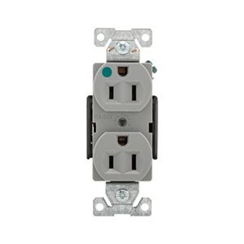 Main product image of Ezlink Modular Duplex Hg Receptacle, 15 A, 125 Vac, 60 Hz, Gray, Three-Wire, EZ8200GY