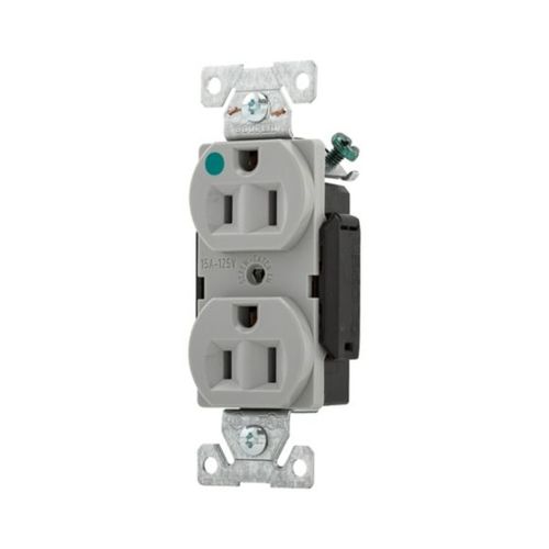 Main product image of Ezlink Modular Duplex Hg Receptacle, 15 A, 125 Vac, 60 Hz, Gray, Three-Wire, EZ8200GY