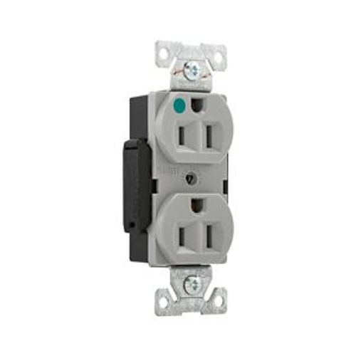 Main product image of Ezlink Modular Duplex Hg Receptacle, 15 A, 125 Vac, 60 Hz, Gray, Three-Wire, EZ8200GY