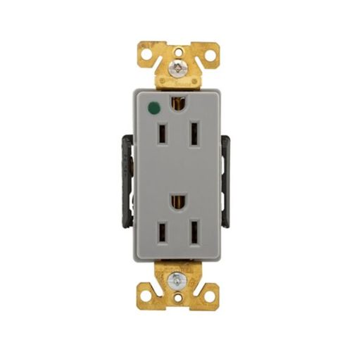 Main product image of Ezlink Modular Decorator Hg Receptacle, 15 A, 125 Vac, 60 Hz, Gray, Three-Wire, EZ8262GY