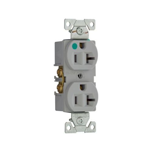 Main product image of Ezlink Modular Duplex Hg Receptacle, 20 A, 125 Vac, 60 Hz, Gray, Three-Wire, EZ8300GY