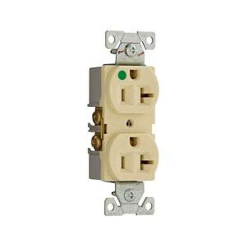 Main product image of Ezlink Modular Duplex Hg Receptacle, 20 A, 125 Vac, 60 Hz, Ivory, Three-Wire, EZ8300V