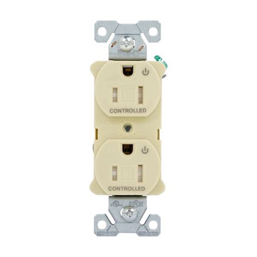 Main product image of Ezlink Modular Duplex Receptacle, 15 A, 125 Vac, Tamper-Resistant, Dual Controlled, Ivory, EZTR5262CDV
