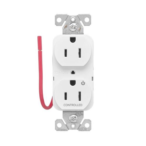 Main product image of Ezlink Modular Duplex Receptacle, 15 A, 125 Vac, Tamper-Resistant, Half Controlled, White, EZTR5262CHW