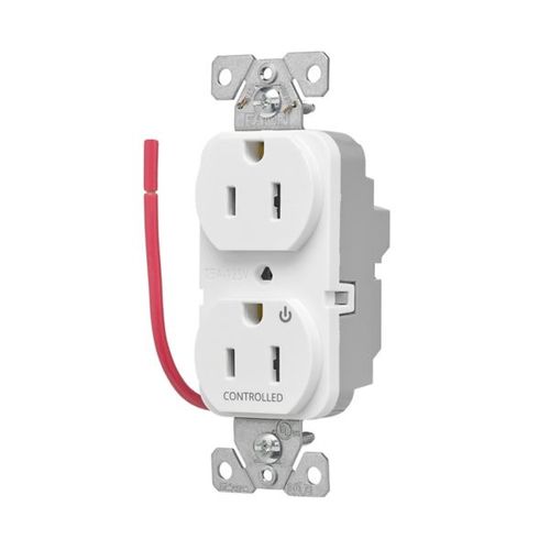 Main product image of Ezlink Modular Duplex Receptacle, 15 A, 125 Vac, Tamper-Resistant, Half Controlled, White, EZTR5262CHW