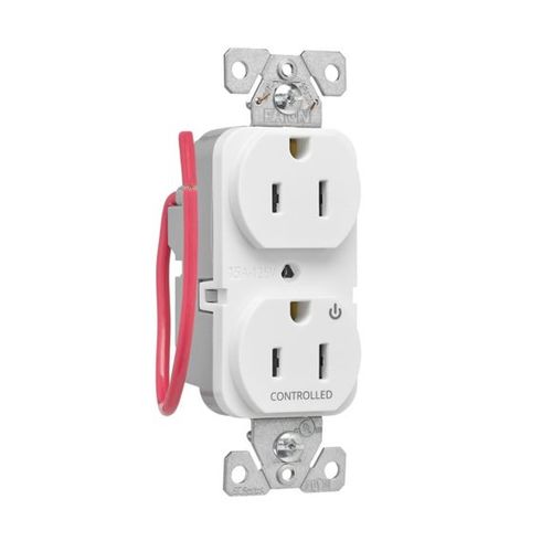 Main product image of Ezlink Modular Duplex Receptacle, 15 A, 125 Vac, Tamper-Resistant, Half Controlled, White, EZTR5262CHW