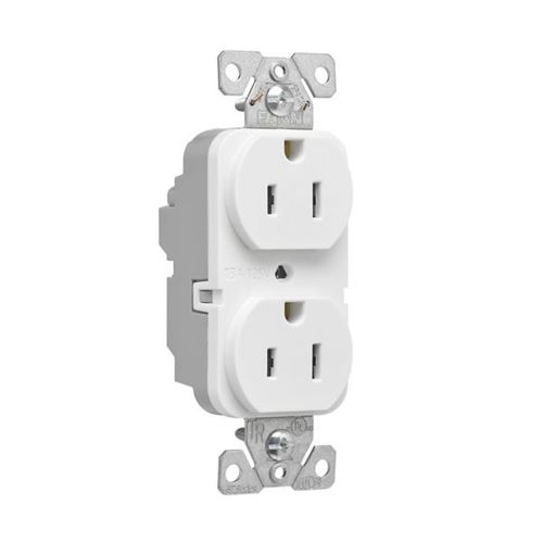 Main product image of Ezlink Modular Duplex Receptacle, 15 A, 125 Vac, 60 Hz, Tamper-Resistant, 3-Wire, White, EZTR5262W