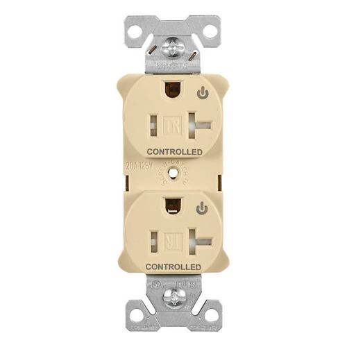 Main product image of Ezlink Modular Duplex Receptacle, 20 A, 125 Vac, Tamper-Resistant, Dual Controlled, Ivory, EZTR5362CDV
