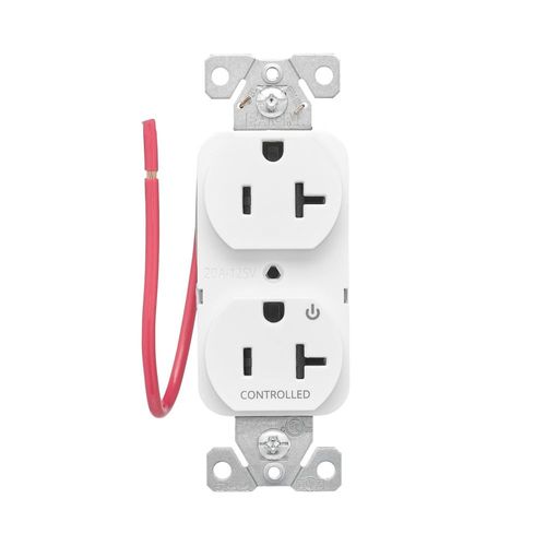 Main product image of Ezlink Modular Duplex Receptacle, 20 A, 125 Vac, Tamper-Resistant, Half Controlled, White, EZTR5362CHW