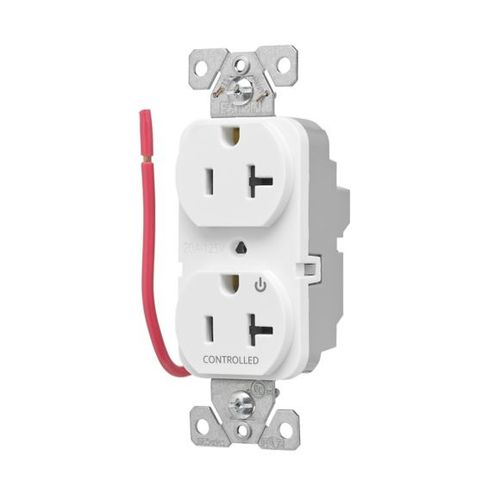 Main product image of Ezlink Modular Duplex Receptacle, 20 A, 125 Vac, Tamper-Resistant, Half Controlled, White, EZTR5362CHW
