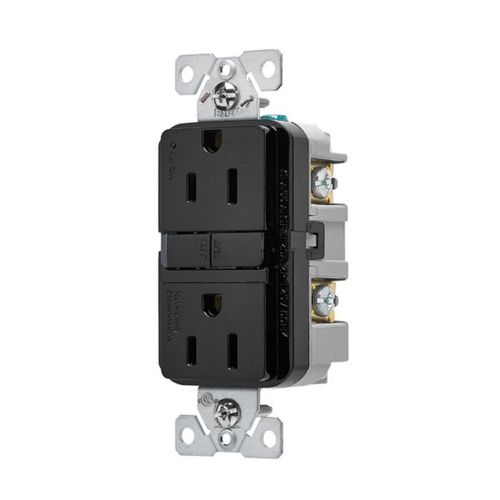 Main product image of Self-Test Gfci, 15A, 125V, Black, Slim Design, With Wallplate, GF15BK-WP