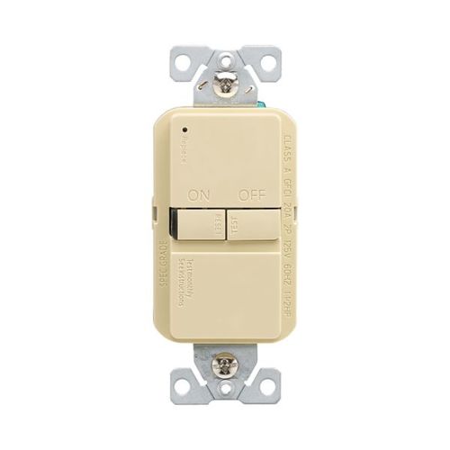 Main product image of Slim Blankface Gfci Receptacle, Self-Test, #14 -10 Awg 20A 125V, Ivory, Blankface, 2-Pole 3-Wire, GFD20V