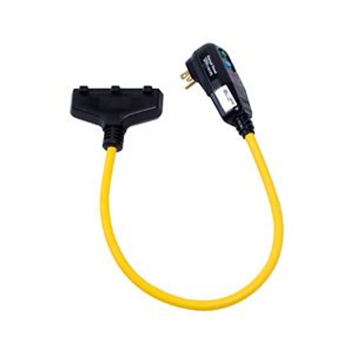 Main product image of Portable Gfci, Watertight, 15A, #12 Awg, 2' Cord Length, 5-15, 3R, Tri Tap Plug Type, 120V, GFP11M1P9
