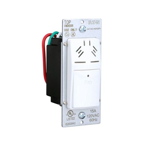 Main product image of Humidity Sensor And Fan Control, 15A, Flush Mount, 120V, 1/4Hp, Single Pole, White, HDFS3P1-W-L