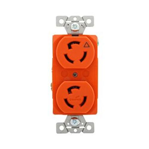 Main product image of Safety Grip Locking Receptacle, #14-10 Awg, 15A, 125V, Orange, Duplex, L5-15, 2-Pole 3-Wire, IG4700