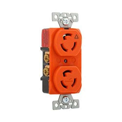 Main product image of Safety Grip Locking Receptacle, #14-10 Awg, 15A, 125V, Orange, Duplex, L5-15, 2-Pole 3-Wire, IG4700