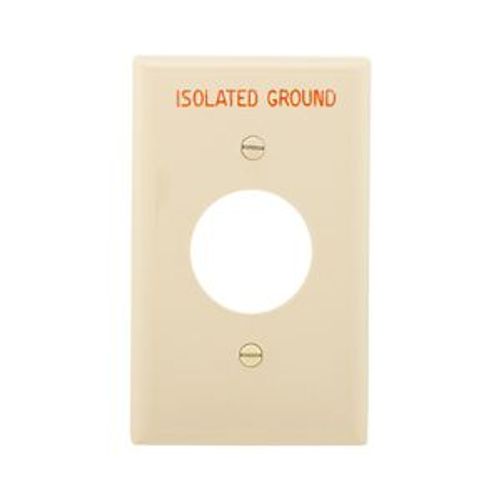 Main product image of Single Receptacle Wallplate, Premarked Isolated Ground, 10% Deeper Than Standard, Ivory, 1-Gang, IG5131V-BOX