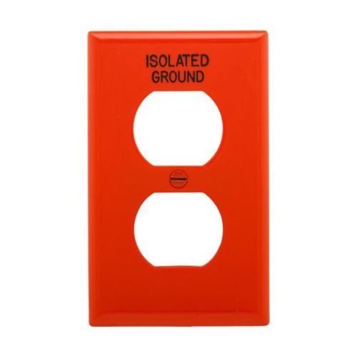 Main product image of Duplex Receptacle Wallplate, Premarked Isolated Ground, 10% Deeper Than Standard, Orange, 1-Gang, IG5132RN-BOX