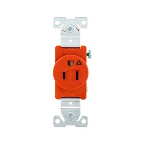 Main product image of Arrow Hart Industrial Single Receptacle, #14-10 Awg 15A 125V, Orange, IG5261RN