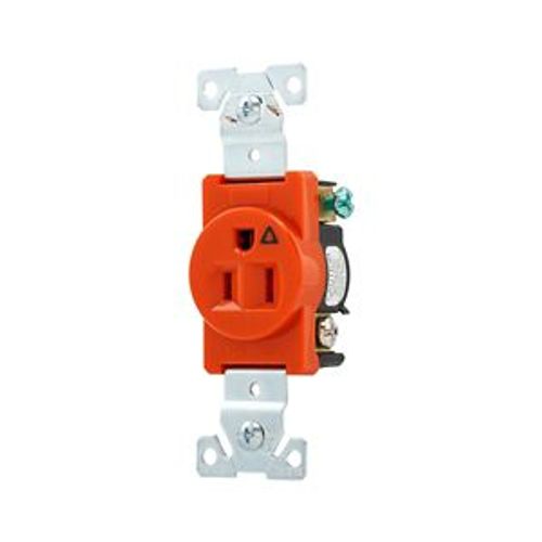 Main product image of Arrow Hart Industrial Single Receptacle, #14-10 Awg 15A 125V, Orange, IG5261RN
