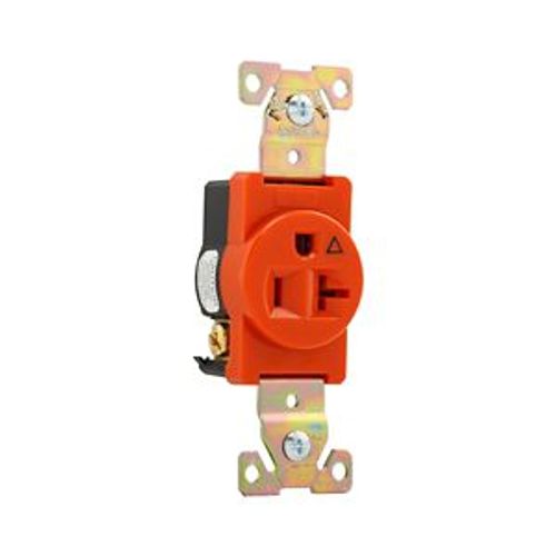 Main product image of Arrow Hart Industrial Single Receptacle, #14-10 Awg 20A 125V, Orange, 5-20R, IG5361RN