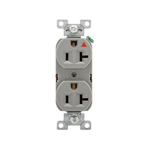 Main product image of Arrow Hart Heavy-Duty Industrial Duplex Receptacle, #14-10 Awg 20A 125V, Gray Face Base, Duplex, IG5362GY