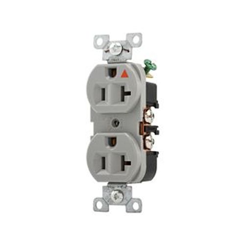Main product image of Arrow Hart Heavy-Duty Industrial Duplex Receptacle, #14-10 Awg 20A 125V, Gray Face Base, Duplex, IG5362GY