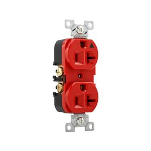 Main product image of Arrow Hart Heavy-Duty Industrial Duplex Receptacle, #14-10 Awg 20A 125V, Red Face Base, Duplex, IG5362RD