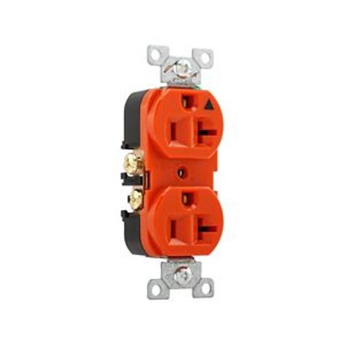 Main product image of Arrow Hart Heavy-Duty Industrial Duplex Receptacle, #14-10 Awg 20A 125V, Orange Face Base, IG5362RN