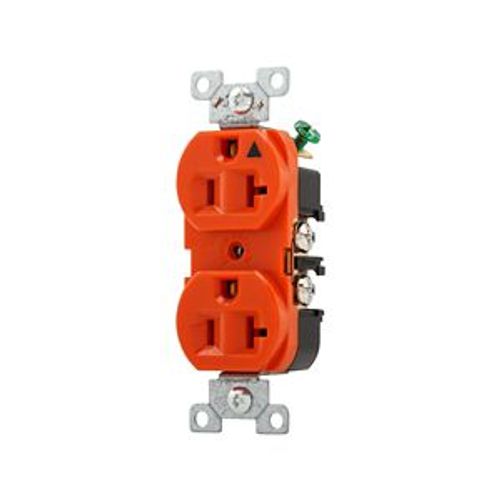 Main product image of Arrow Hart Heavy-Duty Industrial Duplex Receptacle, #14-10 Awg 20A 125V, Orange Face Base, IG5362RN