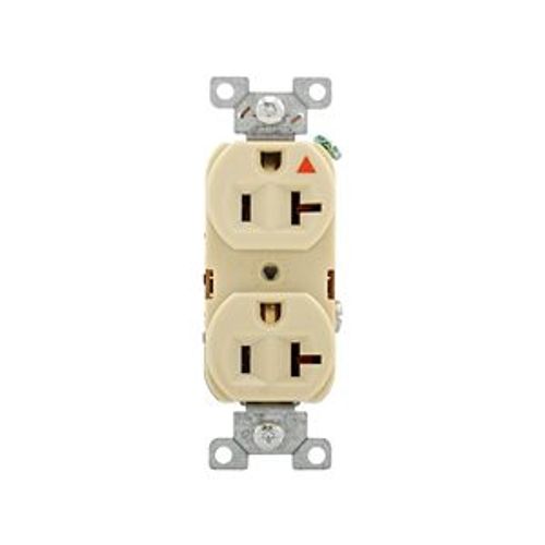 Main product image of Arrow Hart Heavy-Duty Industrial Duplex Receptacle, #14-10 Awg 20A 125V, Ivory Face Base, Duplex, IG5362V